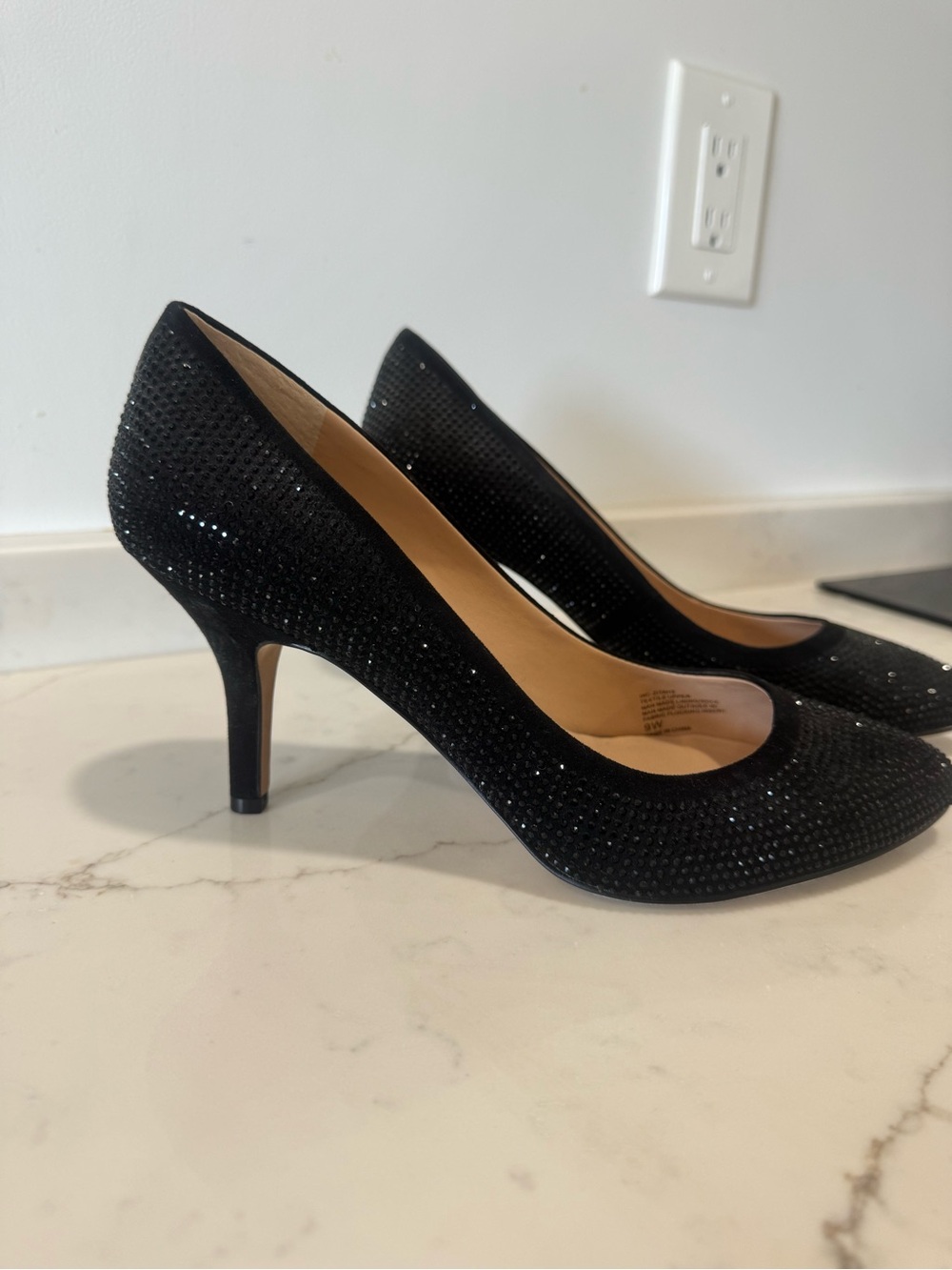 INC International Concepts Black Crystal-Embellished Pump